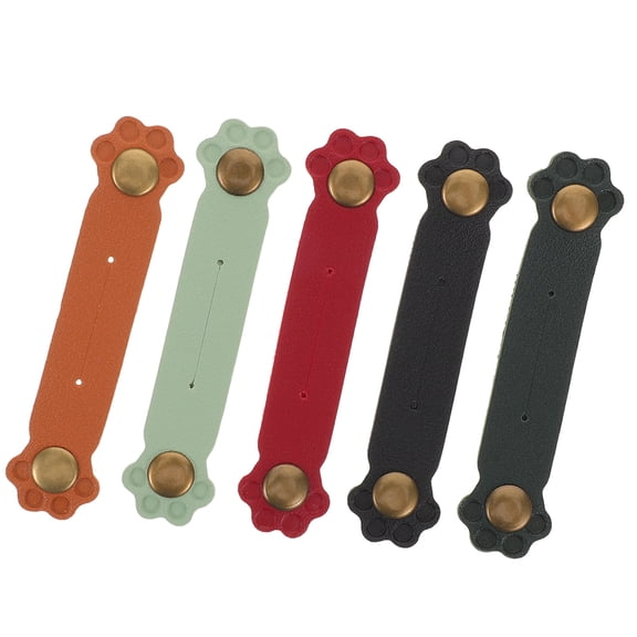 OULII 5Pcs Portable PU Cable Wraps Cute Cat Paw Cord Organizer for Travel Wire Management