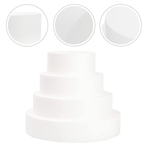 OULII 5Pcs Round Cake Model for Display White Color Fake Cake for Craft Supplies