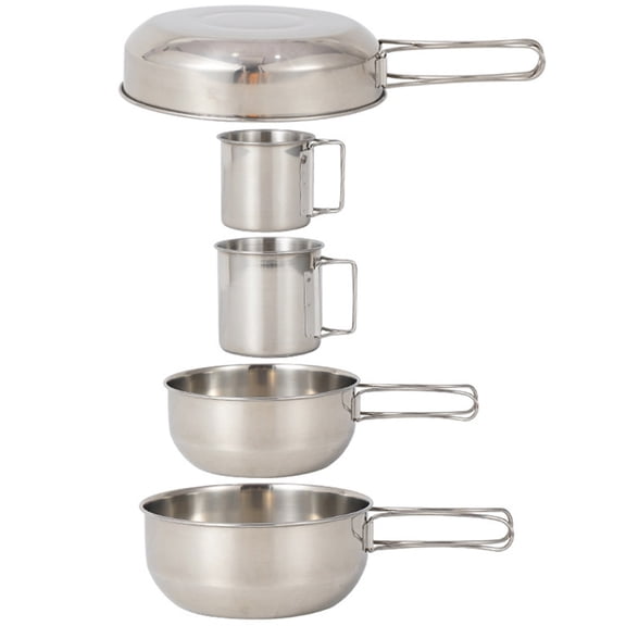 OULII 5Pcs Set Portable Camping Cup Stainless Steel Tableware for Picnic and Hiking