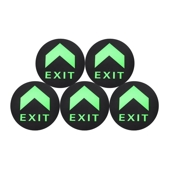 OULII 5Pcs Green Glow Exit Decals Adhesive Floor Warning Stickers for Fast Emergency Evacuation