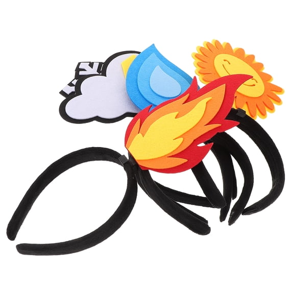 OULII 5Pcs Novelty Felt Party Headbands with Water Drop Flame Sun Cloud Snowflake Shapes