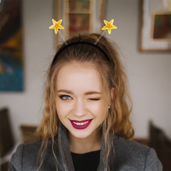 OULII Glitter Star Headband in Yellow for Festive Gatherings