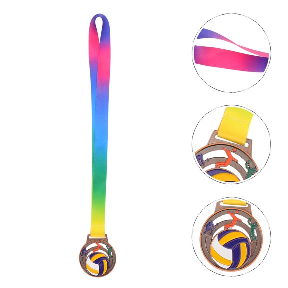 OULII 5Pcs Volleyball Award Medals with Elegant Hollow Pattern and Plated Gold Finish for Party Prizes