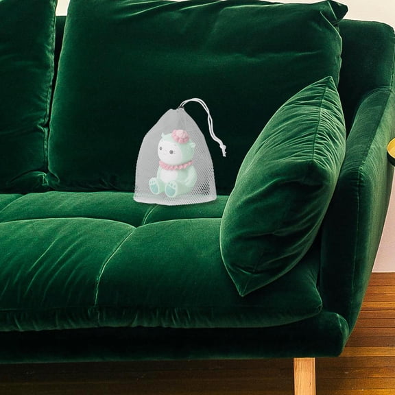 OULII 5Pcs White Drawstring Storage Bags for Travel Multipurpose Soft Touch Mesh Pouches