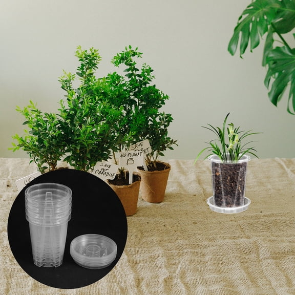OULII 5Sets Plastic Orchid Planting Containers Clear Flower Pots with Ventilation and Drainage