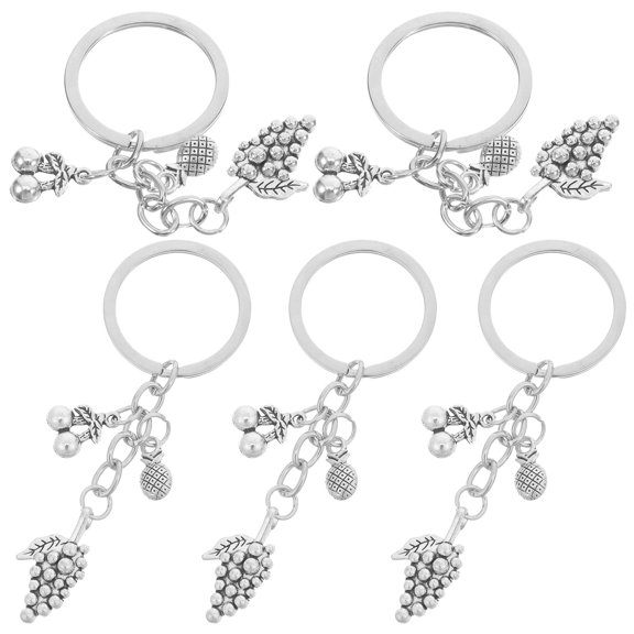 OULII 5PCS Hawaiian DIY Crafts Keychain Charms Silver Zinc Alloy Decoration for Women Girls