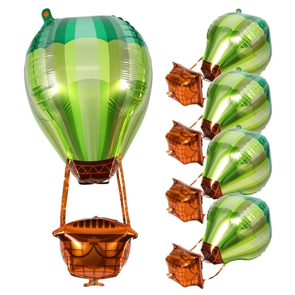 OULII 5-Pack Light Green 4D Foil Hot Air Balloon Party Decorations, Unique Balloon Set for Birthday and Celebration