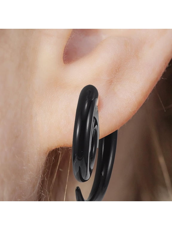 6Pairs Black Stainless Steel Spiral Ear Stretchers Snail Wing Earrings for Stylish Everyday Wear