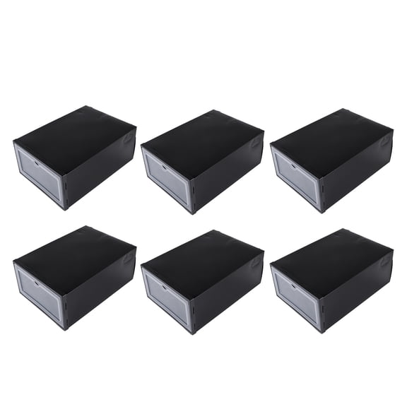 OULII 6PCS Clear Shoe Storage Box Stackable Plastic Organizer for Home Use General Users Black