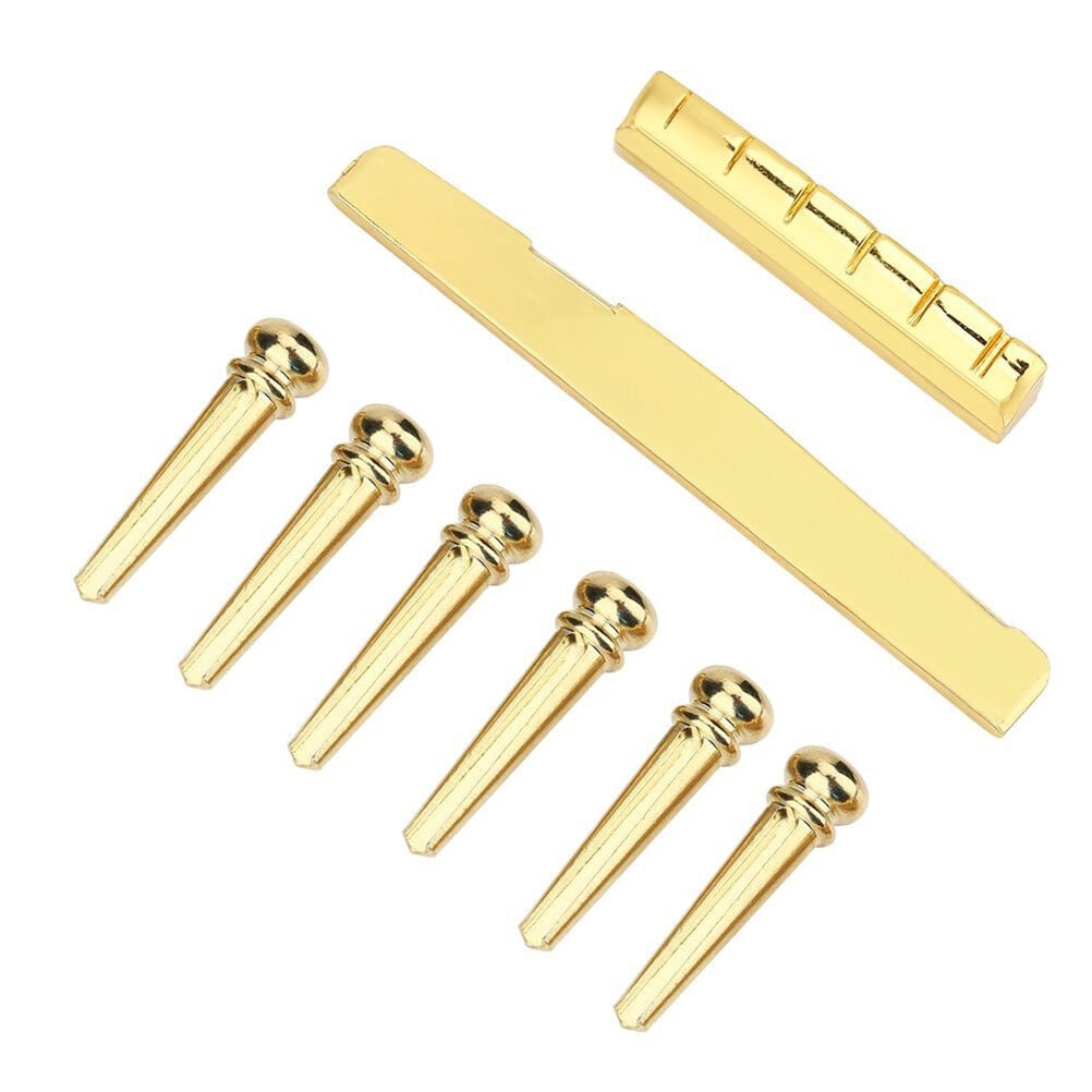 OULII 6 Pieces Brass Bridge Saddles and Nuts for 6-String Guitar ...