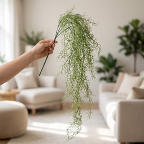 OULII 6-Pack Synthetic Hanging Moss Green Plastic Plants for Indoor and Outdoor Decor