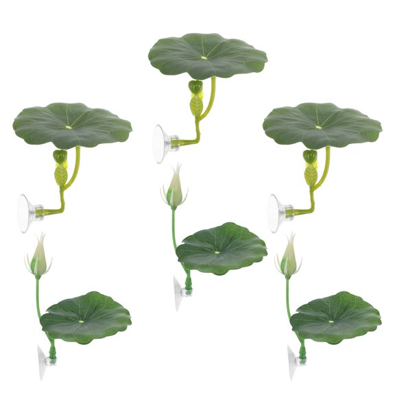 OULII 6Pcs Betta Fish Floating Hammock Green ABS Plastic Lotus Leaves Aquarium Ornament
