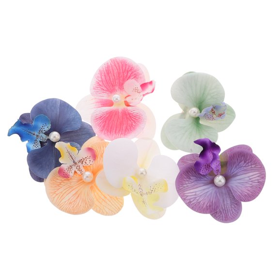 OULII 6Pcs Butterfly Orchid Hair Clips Assorted Color Artificial Flower Hairpins for Women
