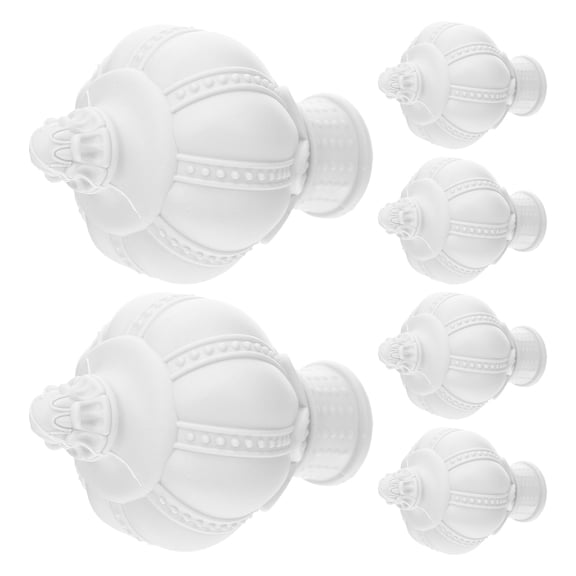 OULII Decorative Curtain Rod Ends White Plastic Finials for Living Room Bedroom Office