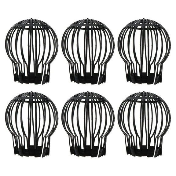 OULII 6Pcs Black Plastic Gutter Guard Leaf Strainer for Outdoor Roof Drain Protection