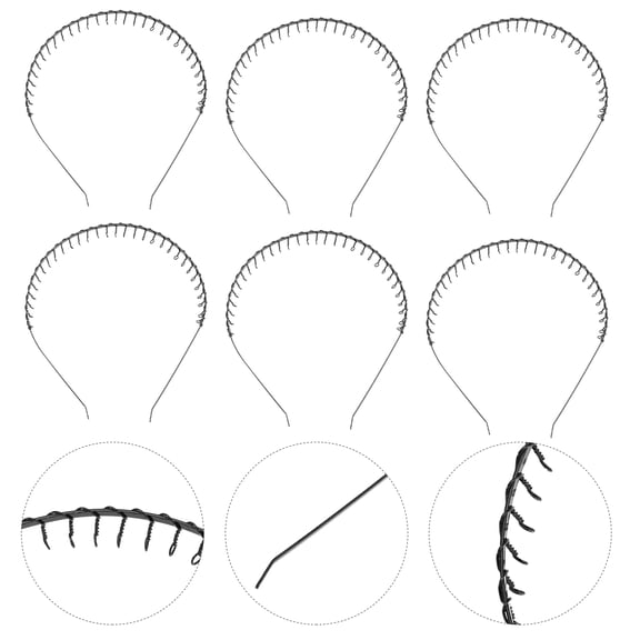 OULII 6pcs Black Toothed Headband Hair Accessories for Girls Holds Hair Unisex Daily Casual Wearing