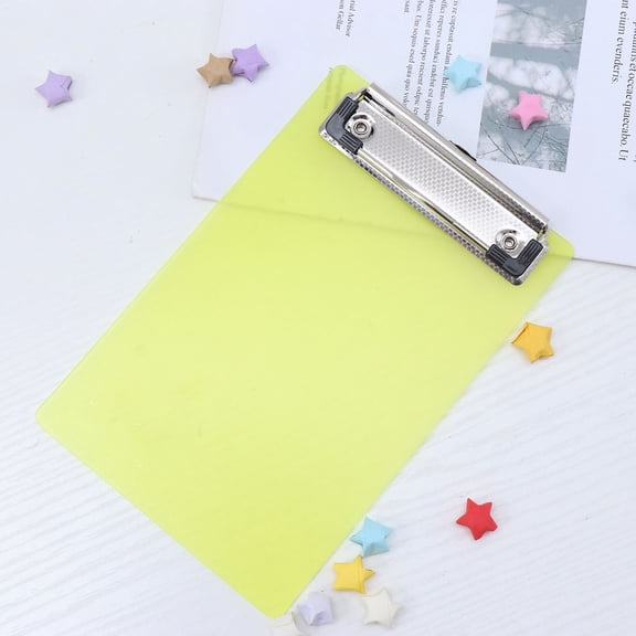 OULII 6Pcs Lightweight Khaki Plastic Clipboard with Hanging Loop for Office Use Paper Holder