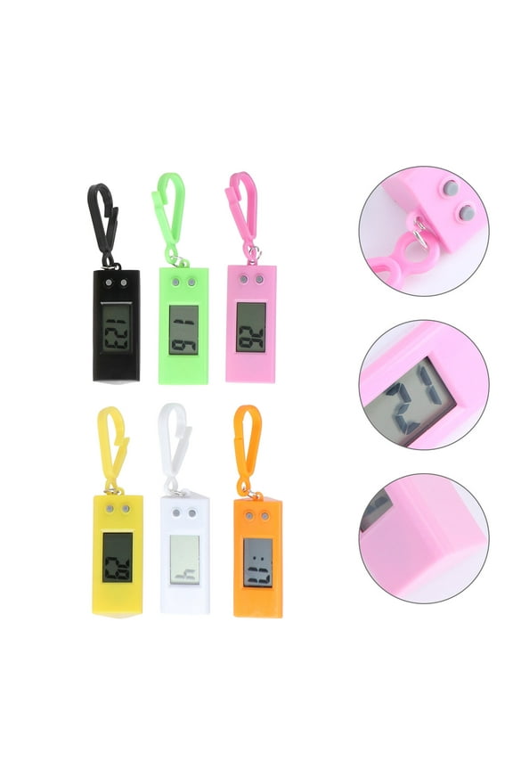 6Pcs Portable Keychain Digital Watches with Clear Dial for Student Use