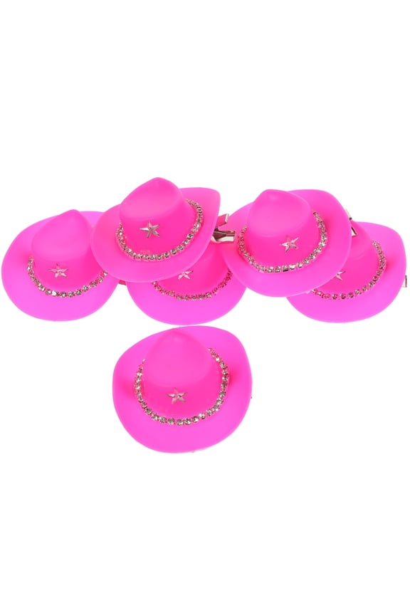 6Pcs Mini Cowboy Hat Barrette Alloy Rosy Decoration for Hair Beach Parties
