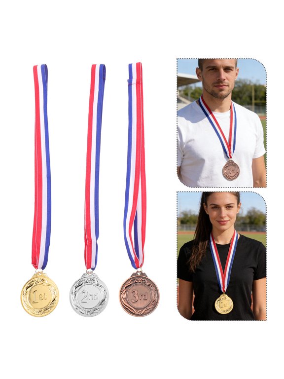 6-Piece Assorted Color Medal Set for Sports Awards and Athletic Competition Recognition
