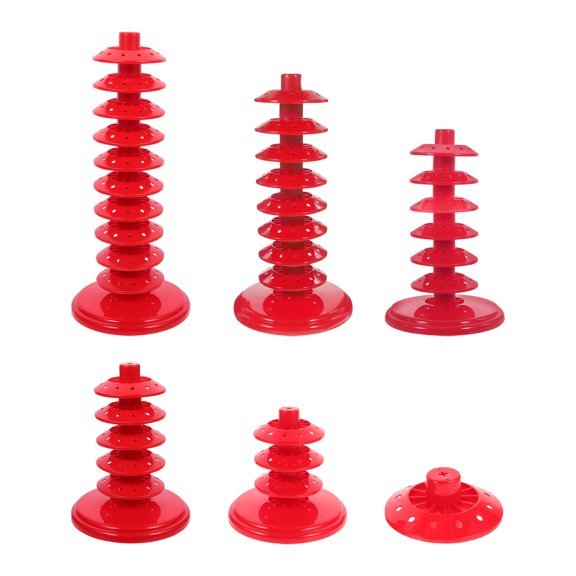OULII 6Pcs Red Multi-Tier Lollipop Rack with Stable Base Adjustable Cake Pop Stand for Dessert Table