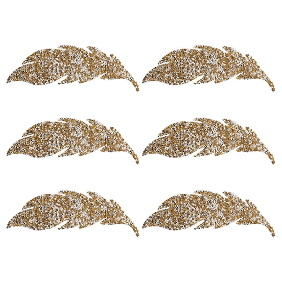 OULII 6Pcs Golden Rhinestone Iron on Leaf Patches Decorative Hot Fix Applique for Clothes Bags Jackets