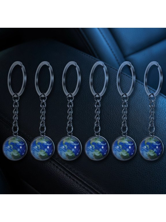 6Pcs Round Luminous Key Holders with Double Sided Globe Design for Decorative Use in Multi Colors