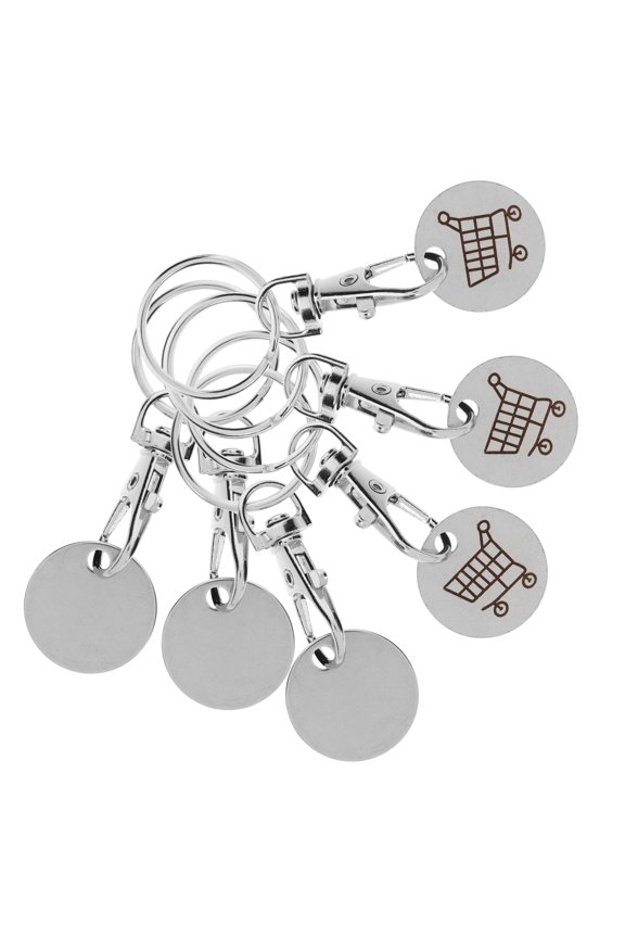 6Pcs Metal Shopping Trolley Token Keychain Compact Lightweight Cart Opener