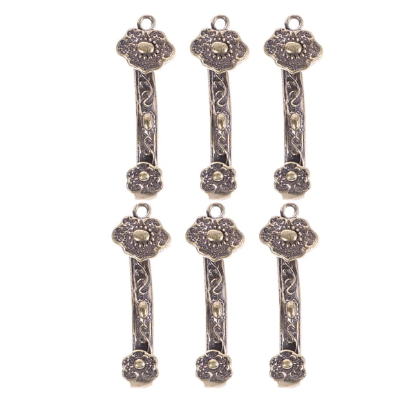 OULII 6Pcs Vintage Chinese Ruyi Keychain Charms in Golden Copper for Decorative Bag and Purse Accessories