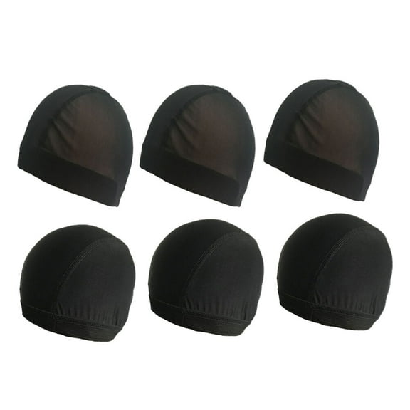 OULII 6pcs Fabric Swimming Cap U Shape Hair Nets for Women Black Elasticated Swim Caps