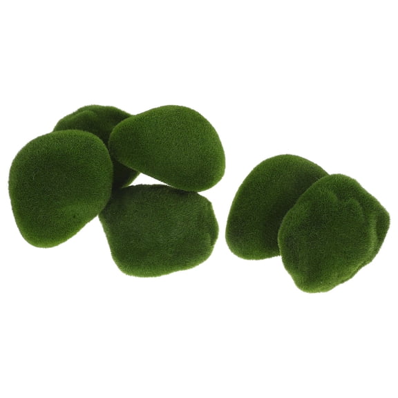 OULII 6-Pack Artificial Moss Covered Stones for Crafting, PVC for Window Displays and Business Decor