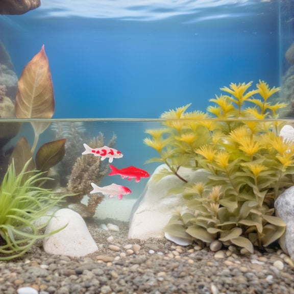 OULII 6pcs Assorted Color Mini Koi Fish Figurines PVC Artificial Aquarium Decorations for Lifelike Water Tank 4.5 cm