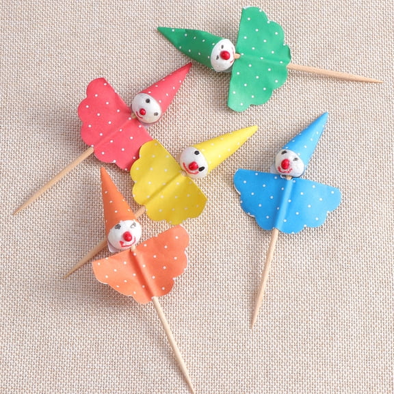 OULII 80Pcs Paper Cupcake Decoration Picks Clown Style Safe Non Toxic Party Supplies