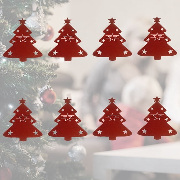 OULII Christmas Tree Cutlery Cover Non-woven and Fork Bags Reusable Red 8pcs