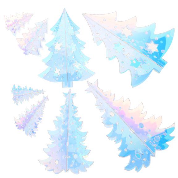 OULII 8Pcs Mirror Design Acrylic Christmas Trees for Mantel and Holiday Table Centerpieces