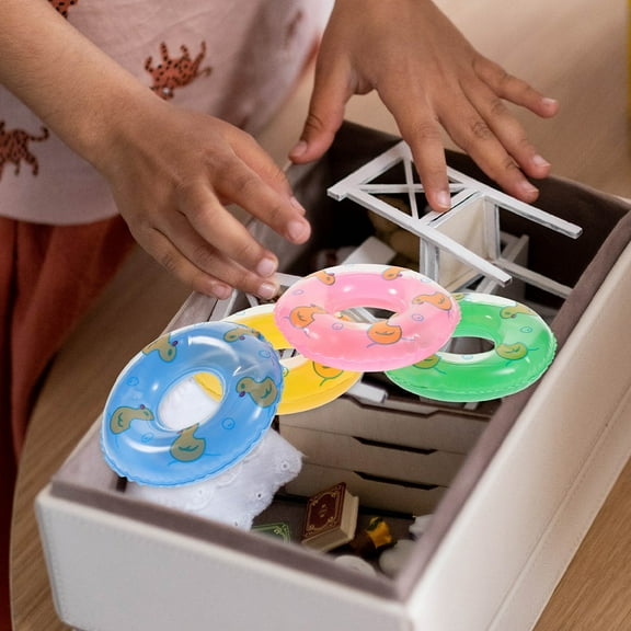 OULII 8Pcs Miniature Floating Decors PVC Round Swimming Float for Bath Time