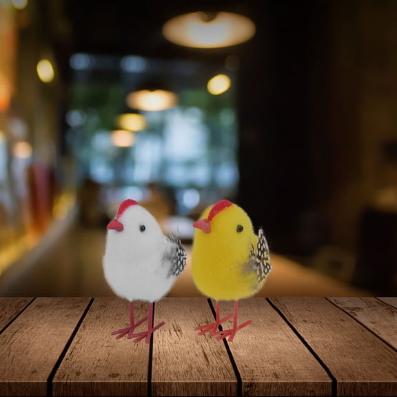 OULII White Flocking Imitation Chicken Festival Prop for Easter and Holiday Decoration