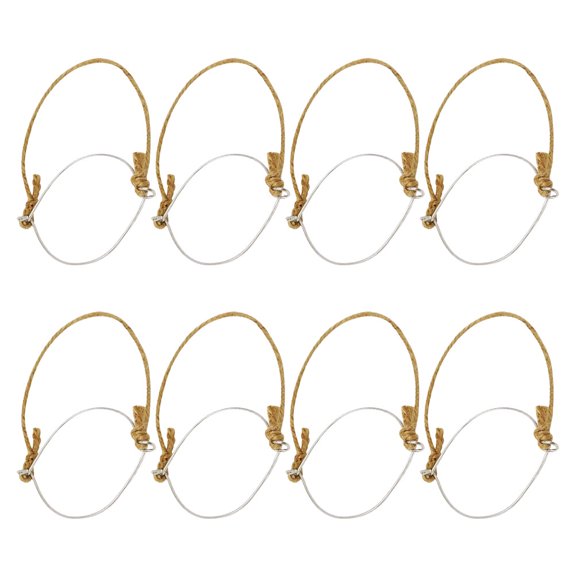 OULII 8Pcs Wire Jar Hangers with Stainless Steel Handles and Jute Rope for Canning Jars