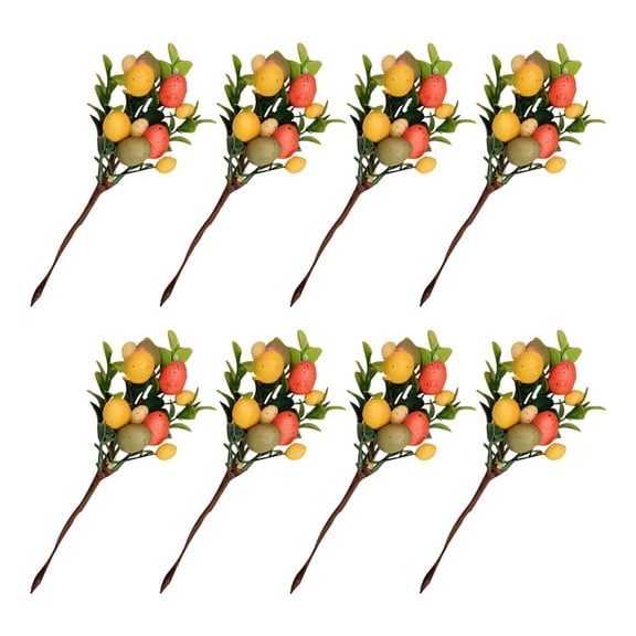 OULII 8Pcs Artificial Easter Egg Picks with Realistic Green Leaf Design for Living Room Decor