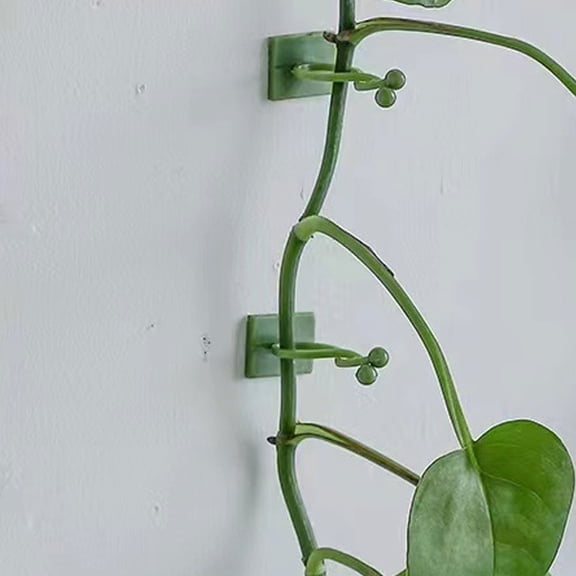 OULII 90Pcs Self Adhesive Plastic Plant Hooks Green Climbing Vine Wall Fixation