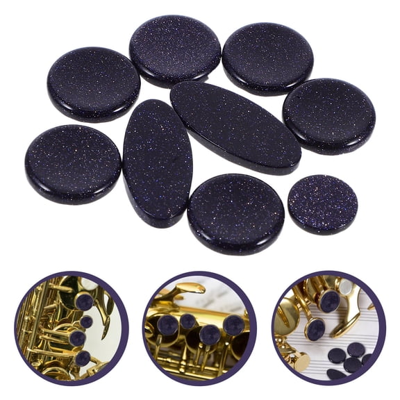 OULII 9Pcs Set Sax Key Button Inlays Dark Blue Metal for Music Practice Accessory
