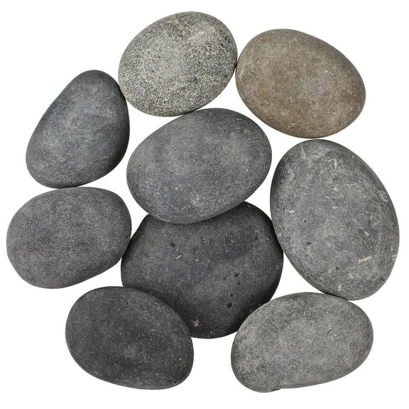 OULII 9Pcs Grey Flat River Rocks for Artistic Painting and Garden Decoration