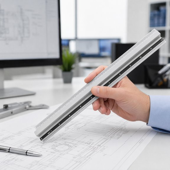 OULII Plated Silver Aluminum Ruler Multi-Use Drawing Tool for Teachers Students