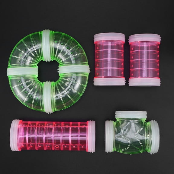 OULII 8-Piece Small Pet Tunnel Set for Hamsters with Assorted Color PP Pipes Cage Accessories