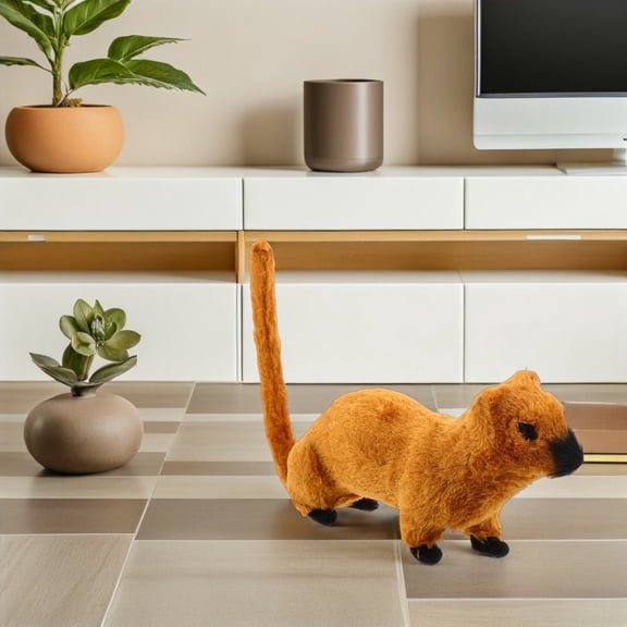 OULII Animal Weasel Model Decorative Accent Orange Plastic Figurine For Home Decor And Photographers 1Set