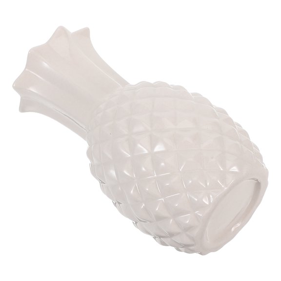 OULII Artistic White Ceramic Vase for Mantel Or Shelf with Pineapple Themed Design