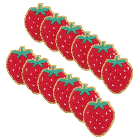 OULII 12Pcs Red Strawberry Embroidered Iron on Patches for Clothes Jackets Hats Backpack Decoration