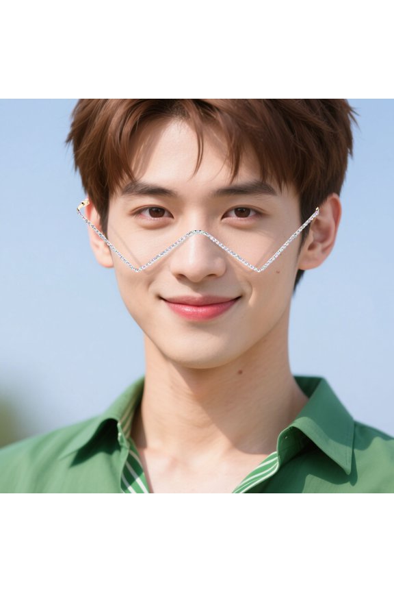 Back to School 2Pcs V Shape Sunglasses Assorted Color Stylish Metal Face Decoration For Social Events Business Meetings