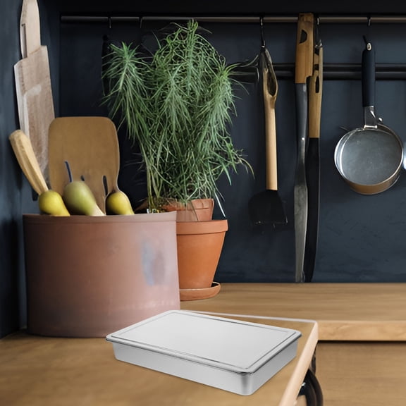 OULII Rectangle Baking Tray for Toaster Oven with Lid Stainless Steel 1Pcs