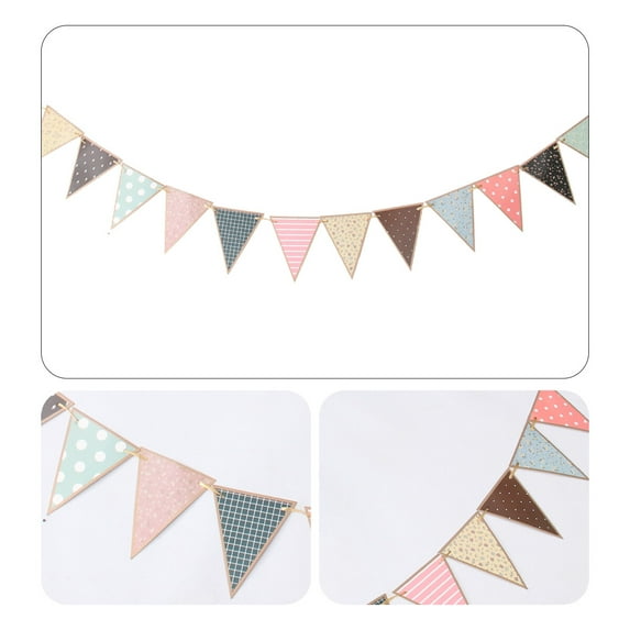OULII Multicolor Banquet Bunting Party Pennant Banner for Birthday and Event Decorations, Paper Hanging Decor, 1 Pc, 1.2ft x 8.2ft